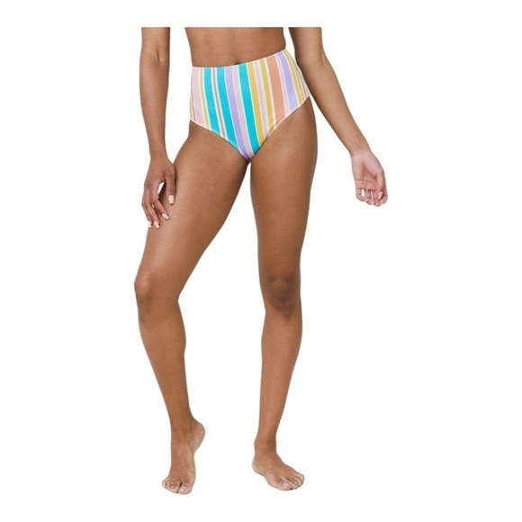 EPHEMERA Flounce Bra and High Waisted Bikini Pant in Bonbon Stripe NWT - Picture 8 of 12